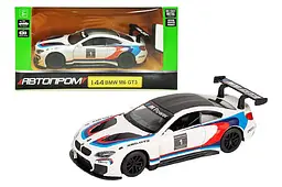 Іграшкова машинка гоночна BMW M6 GT3 1:44 Автопром металева 4368, в коробці 14,5х6,5х7см
