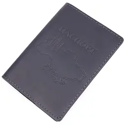 Стильна обкладинка на паспорт у вінтажній шкірі Карта Grande Pelle 16770 чорна