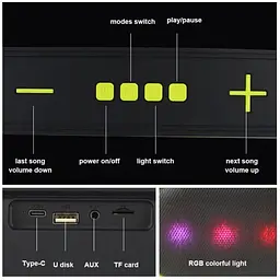 Портативна колонка ретро Kisonli LED915 Bluetooth 1200mAh 10 Вт Black - мініатюра 3