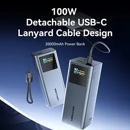 Акумулятор зовнішній (павербанк) Vention 20000mAh 100W (FKC) - мініатюра 3