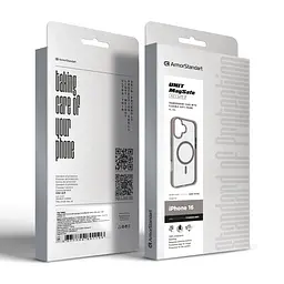 Чехол Apple iPhone 16, Unit MagSafe, серый, прозрачный, магсейф, противоударный, магнитный, панель-накладка с поддержкой MagSafe, с поддержкой беспроводной зарядки, TPU+PC, защита всего корпуса, ударопрочный, ArmorStandart (ARM78703) - мініатюра 6