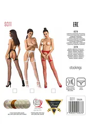 Сітчасті панчохи-стокінги Passion S011 One Size, Black, імітація гартерів, відкритий доступ - мініатюра 6