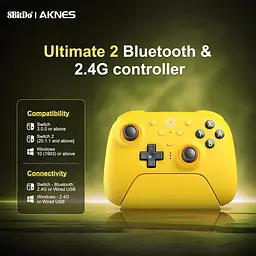 Геймпад 8BitDo Ultimate 2 Bluetooth Switch, Switch 2, ПК з Windows, TMR, Еффект Холла Жовтий - мініатюра 6
