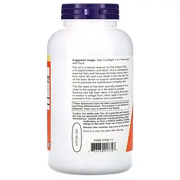 Жирні кислоти NOW Flax Oil 1000 mg, 250 капсул - мініатюра 3