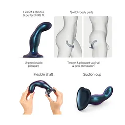 Дилдо Strap-On-Me DILDO PLUG SNAKY METALLIC BLUE, розмір M, діаметр 4 см, ввідна довжина 15,3 см - миниатюра 3