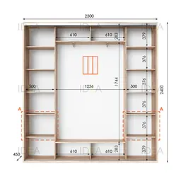 Шафа-купе Idea серія 4 230 x 45 x 240 см Дуб сонома Дзеркало - мініатюра 2