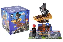 Конструктор блоковий QB300-104 "Block&Steps: Піратський корабель" + ходилка та меморі гра 3в1, 41дет. qbee