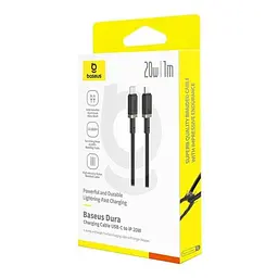 PD Кабель Baseus Dura Series Type-C to Lightning 20W 1m чорний-золотий P10377800U01-00 - мініатюра 2