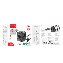 Мережевий зарядний пристрій Hoco NS8 Sharp 5 position (PD20W/1C3A) Desktop Socket Black - мініатюра 3