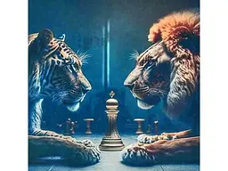 Алмазна мозаїка Тигр з левом, Strateg (30х30 см)