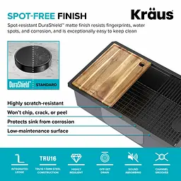Кухонна мийка Kraus Kore KWU110-32/PGM, Графит - мініатюра 7