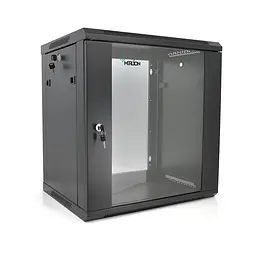 Шафа телекомунікаційна Merlion 12U, 600*450*634 (Ш*Г*В) сталь 1.2мм, загартоване скло, із замком, чорна, в розібраному вигляді (73-00423) - мініатюра 1