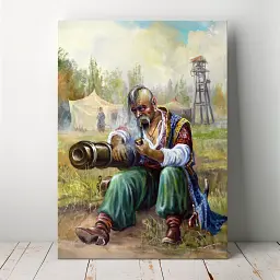 Інтер'єрна картина Старий козак, Україна, історія, інтер'єрний декор, 85×60 см (id2433)