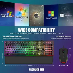 Ігровий комплект RedThunder K10: клавіатура, миша та підставка для зап’ясть RGB - мініатюра 3