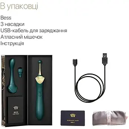 Вагінально-кліторальний вібратор Zalo Bess Turquoise Green багатофункціональний з насадками - мініатюра 7