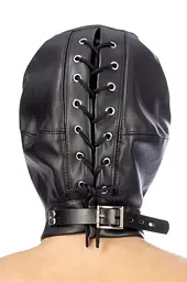 Капюшон з кляпом для БДСМ Fetish Tentation BDSM hood in leatherette with removable gag - мініатюра 2