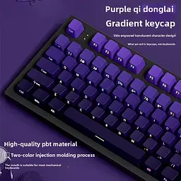 Набір кейкапів PBT Purple Gradient (130+) / Side-engraved / фіолетовий OEM-комплект для ANSI / ISO клавіатур - мініатюра 2