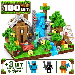 Магнітний конструктор Minecraft 100 шт по грі Майнкрафт Будиночок у водоспаду Mk001060 - мініатюра 2