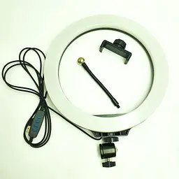 Кільцева LED лампа 26см 12W з тримачем телефону та Штатив 135см регулювання яскравості та температури світіння Ring Light - мініатюра 2
