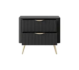 Тумба приліжкова Perfect Home Ланте / Lante з 2 шухлядами і золотими ніжками 2S Чорний (PFH-091195) - мініатюра 5