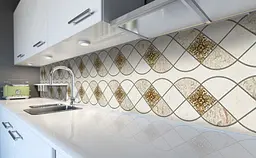 Кухонний фартух Візерункові коси Ромби ПВХ для декору 60х300 см Геометрія Бежевий Happy Pocket Z183311 - мініатюра 5