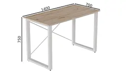 Письмовий стіл Ferrum-decor Драйв 750x1400x700 Білий метал ДСП Дуб Сан-Марино 32 мм (FRD-103416) - мініатюра 3