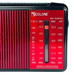 Радіоприймач Golon RX-A08AC червоний портативний FM AM SW з USB SD акумулятор - мініатюра 4