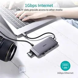 USB-Хаб Choetech USB-ХАБ USB Type-C 9-в-1 (HUB-M15-GY) - мініатюра 8