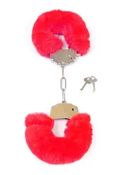 Наручники Fetish B - Series Furry Cuffs (червоний) - мініатюра 3