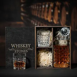 Подарунковий набір віскі Whiskey Stones №12 у дерев'яному пеналі - графин + склянки Bohemia Diamond - мініатюра 3