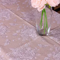 Скатертина MirSon №207 Cream flowers 130х130 см рогожка кремова - мініатюра 3
