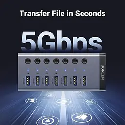 Хаб USB 3.0 -> USB to 7xUSB 3.0 з додатковим живленням Type-C 12V 2A CM481 Ugreen - мініатюра 7