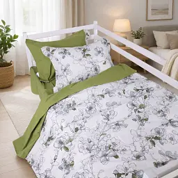 Дитяча постільна білизна TEENAGER Poplin olive flowers (2200012797303)