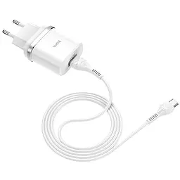 Мережевий зарядний пристрій 1USB Hoco C12Q 3A White + USB Cable Type-C - мініатюра 2