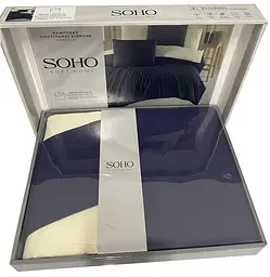 Комплект постільної білизни Soho Sandy Ocean двоспальний темно-синій з айворі (1249К) - мініатюра 3