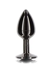 Анальна металева пробка M із чорним каменем Butt Plug With Diamond Jewel Taboom - мініатюра 2
