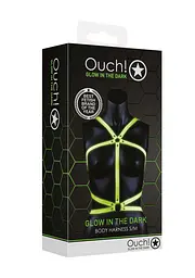 Упряж для тіла Ouch! Glow in the Dark, S/M (зелений) - мініатюра 3