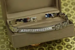 Браслет Xuping Jewelry цеглинки з пластиною з камінням 19,5 см 6 мм сріблястий