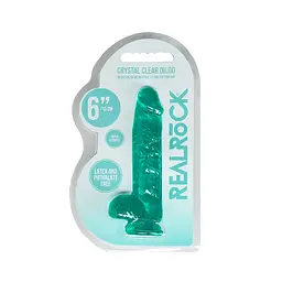Фалоімітатор Realrock Dildo бірюзовий з мошонкою