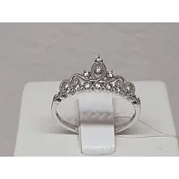 Срібне кільце Qvaliz Корона з фіанітами. 90101019 17,5 - мініатюра 2