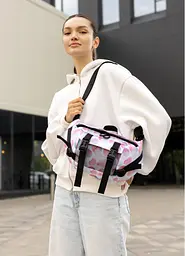 Велика жіноча поясна сумка бананка Sambag DynamicDart принт "Blush Drop" 38 × 21 × 7 см (80411152)