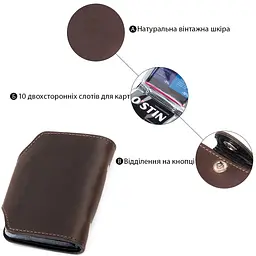 Візитниця вертикальна Shvigel 13908 шкіряна коричнева - мініатюра 5