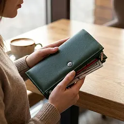 Горизонтальний тонкий гаманець зі шкіри унісекс ST Leather 19328 зелений - мініатюра 2