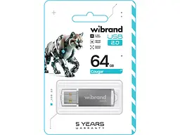 Флешка Wibrand 64 GB Cougar Silver USB 2.0 (WI2.0/CU64P1S) - мініатюра 2