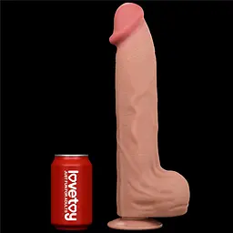 Фалоімітатор LoveToy Sliding-Skin Dual Layer Dong King Sized 36 см тілесний - мініатюра 17