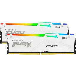 Оперативна пам'ять Kingston Fury 32GB (2x16GB) DDR5 6000MHz Beast RGB EXPO White (KF560C36BWE2AK2-32) - мініатюра 1