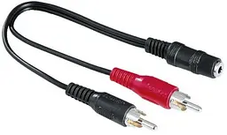 Перехідник аудіо Jack 3.5mm F -> 2 x RCA M 0.4 м