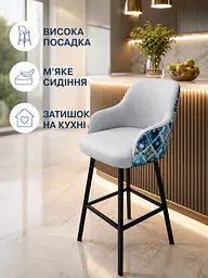 Барний кухонний стілець Ріо з акцентною спинкою 2 Хокер на металевих ніжках 111×57 см, до 200 кг, світло-сірий (49676309) - мініатюра 2