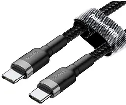 Кабель Baseus Cafule Cable Type-C For Type-C PD2.0 60W flash charging data line (20V 3A) 2m Сірий+Чорний - мініатюра 2