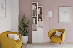 Стелаж Moreli Madrid FMA-0002 з полицями та дверцятами 570х2140х370 мм Білий/Дуб Аппалачі - мініатюра 2